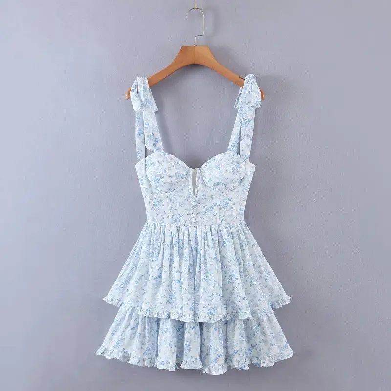 Strapless High-waisted Button-up Pleated Cascading Slip Dress