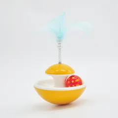 Pet Cat Toy Tumbler Fairy Feather Bell Funny Cat Stick - Yellow - View 1