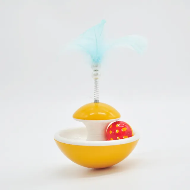 Pet Cat Toy Tumbler Fairy Feather Bell Funny Cat Stick Yellow - Shop at LoveMi