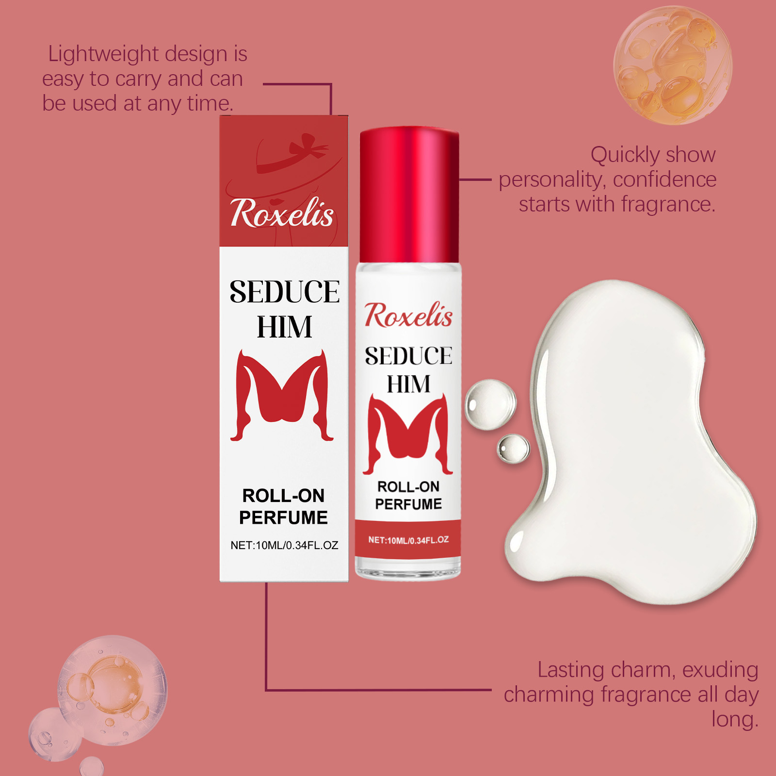 Seduce Him Pheromone Roll-On Perfume For Women, Long Lasting Fruity Floral Attraction Perfume Oil Portable Dating Charm Fragrance 10ml — foto 7