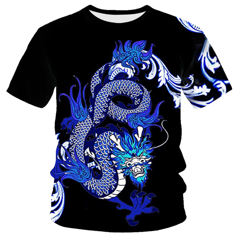 Title 5, Heren T-shirt Dragon Serie 3D digitale print, r...