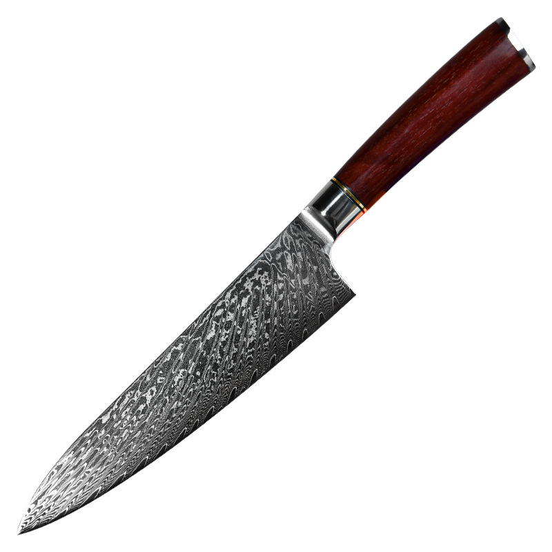 Title 4, Rosewood Damascus Steel Chef Knife With Wooden ...