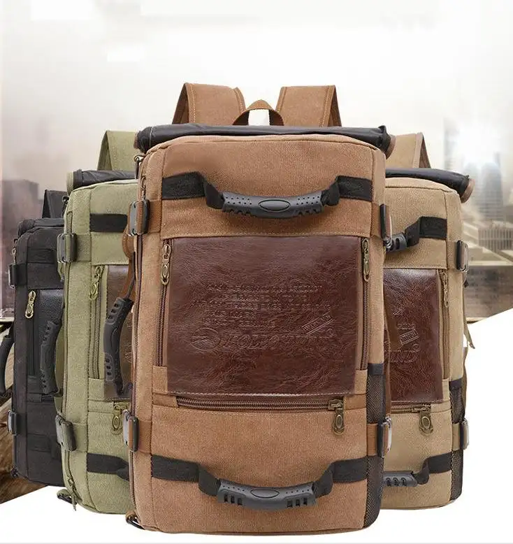 Men Canvas Backpack Huge Travel School Shoulder Computer Functional