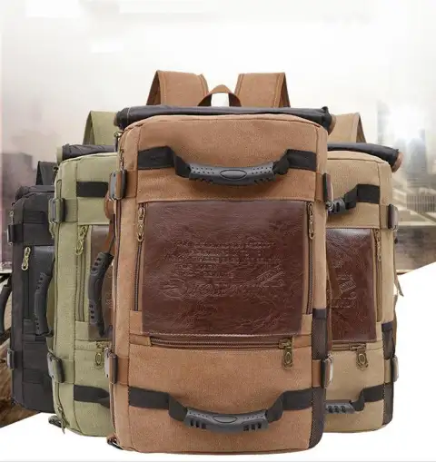 Men Canvas Backpack Huge Travel School Shoulder Computer Functional