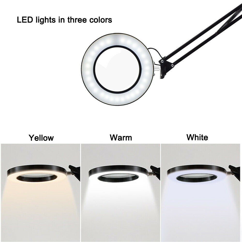 5X Magnifying Glass Lamp Clip-on Desk Table 14W LED Ring Light 3 Colour Modes — image 8