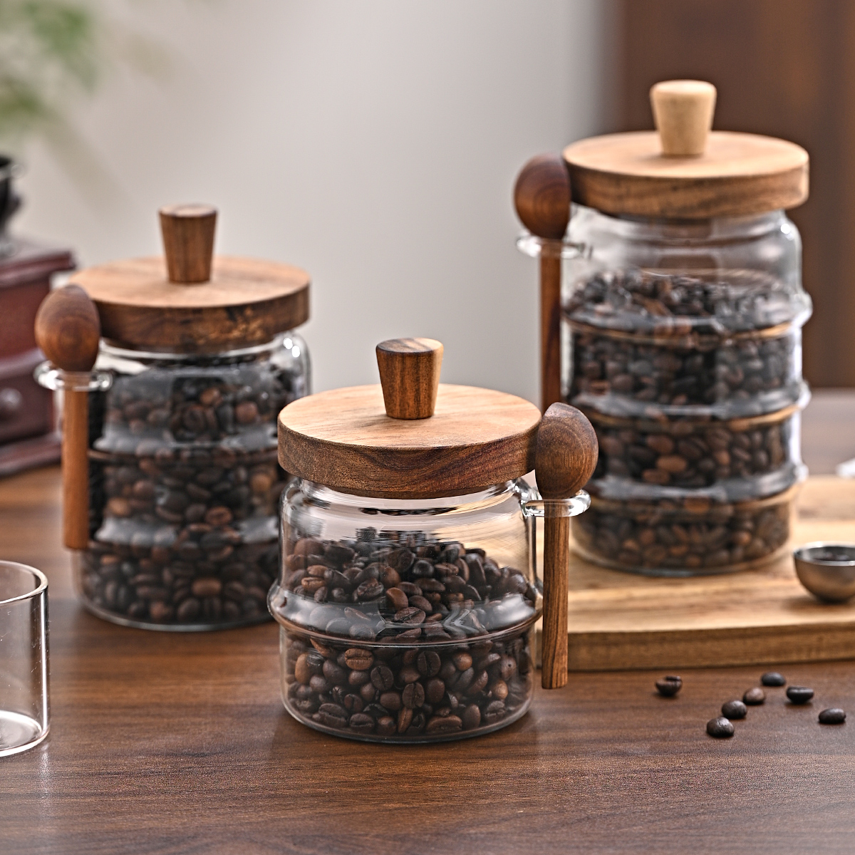 1 pots à café en verre de 15 OZ avec cuillères, pots à bonbons, pots à biscuits – Image 4