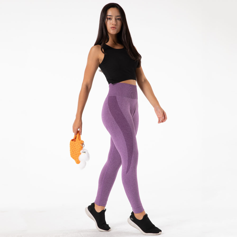 Title 10, Leggings sportivi da yoga viola a vita alta sen...