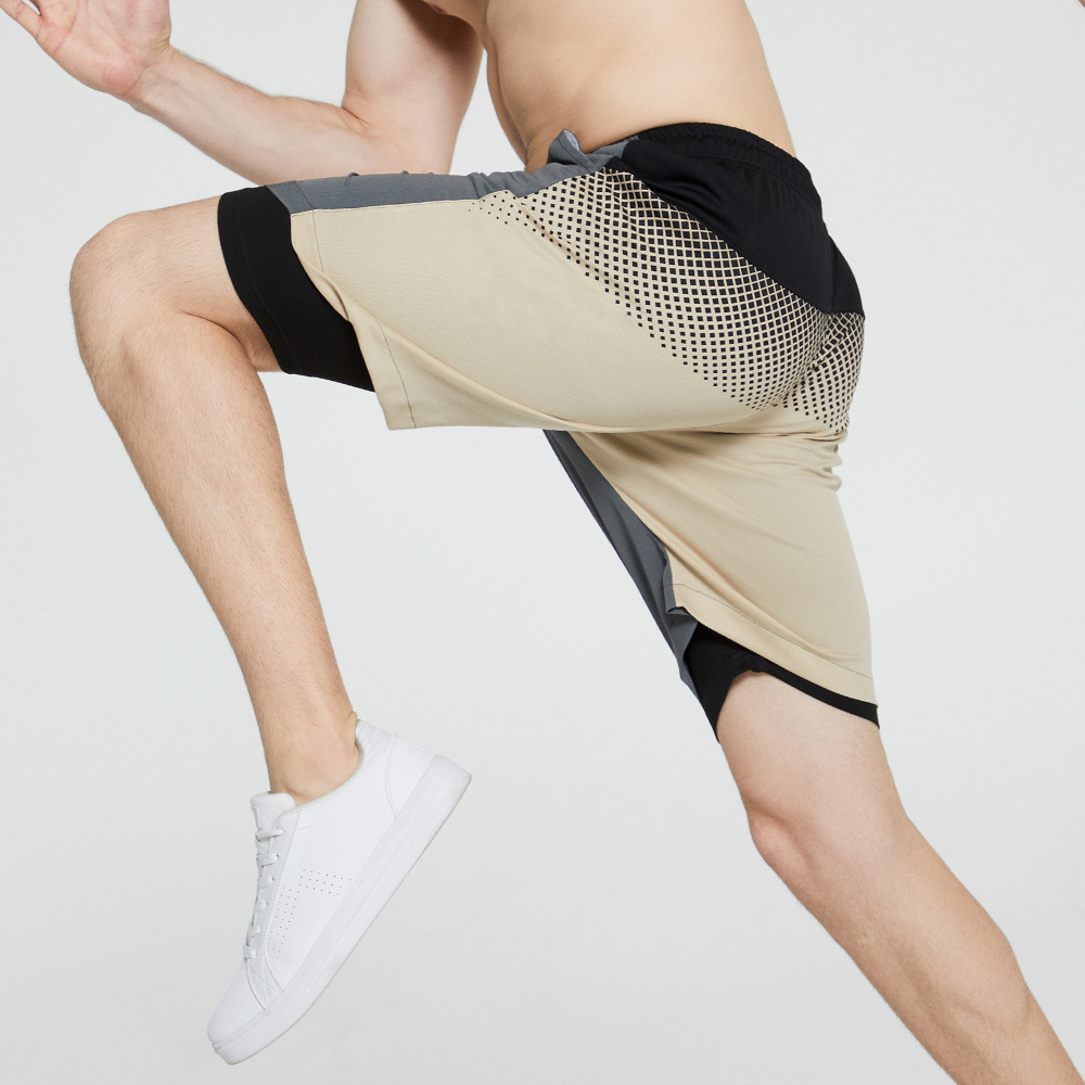 Sports Casual Boys Shorts Contrast Color Stitching Fake Two-piece Drawstring