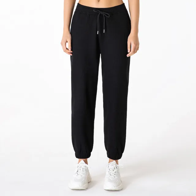 Women's Quick drying Pockets And Feet, Thin, High waisted, Loose fitting Sports Casual Pants Black - Shop at LoveMi