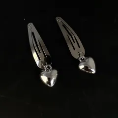 Silver Metal Edge Clip Cross Love Flower Chain Hairpin - Love - View 1