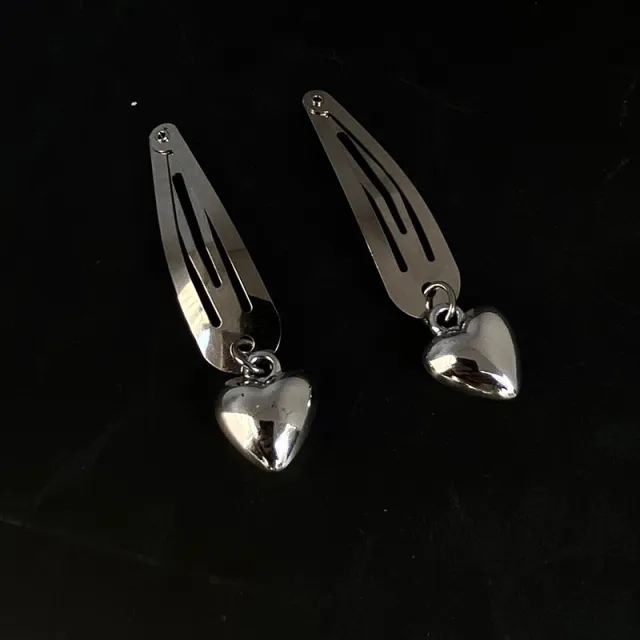 Silver Metal Edge Clip Cross Love Flower Chain Hairpin Love - Shop at LoveMi