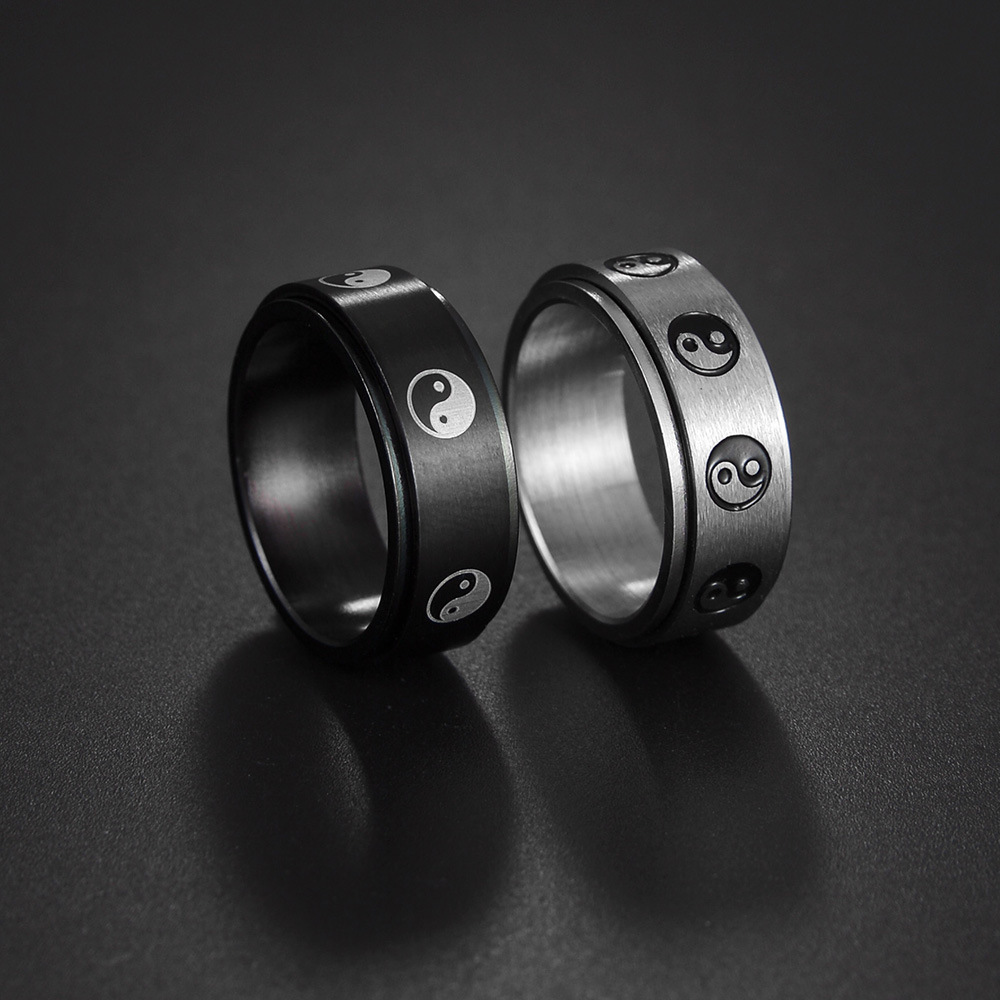 Men's And Women's Fashion Stainless Steel Turning Decompression Gossip Ring
