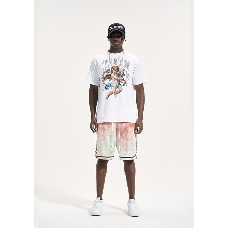 Men's High Street Gradient Smudge Summer Hip Hop Loose Shorts
