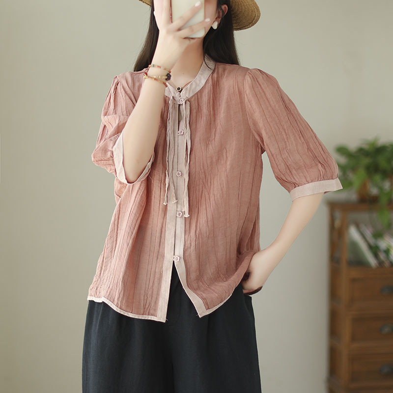 Title 9, Camicia da donna con colletto alla coreana in r...