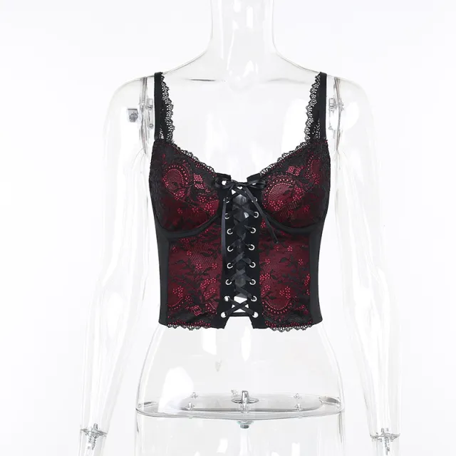 Women's New Lace Back Strappy Vest Women Black - Shop at LoveMi