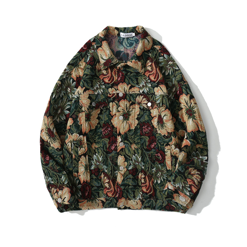 Fall Ethnic Vintage Jacquard Lapel Jacket