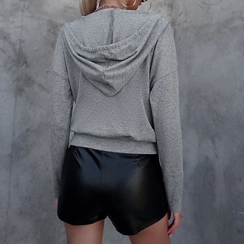 V-neck Long-sleeved Pullover Hooded Casual Sweater