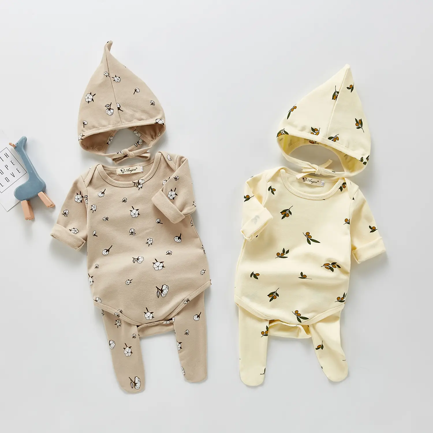 Three-piece Printed Bottoming Romper  Trousers Hat