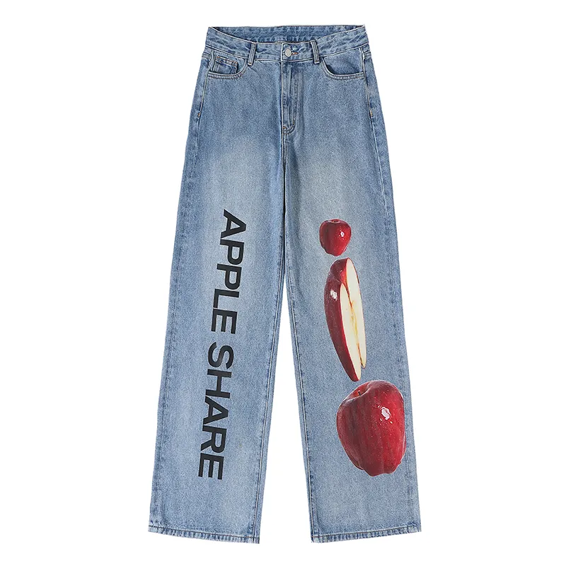Women's Light Color Loose Stacked Jeans - Blue