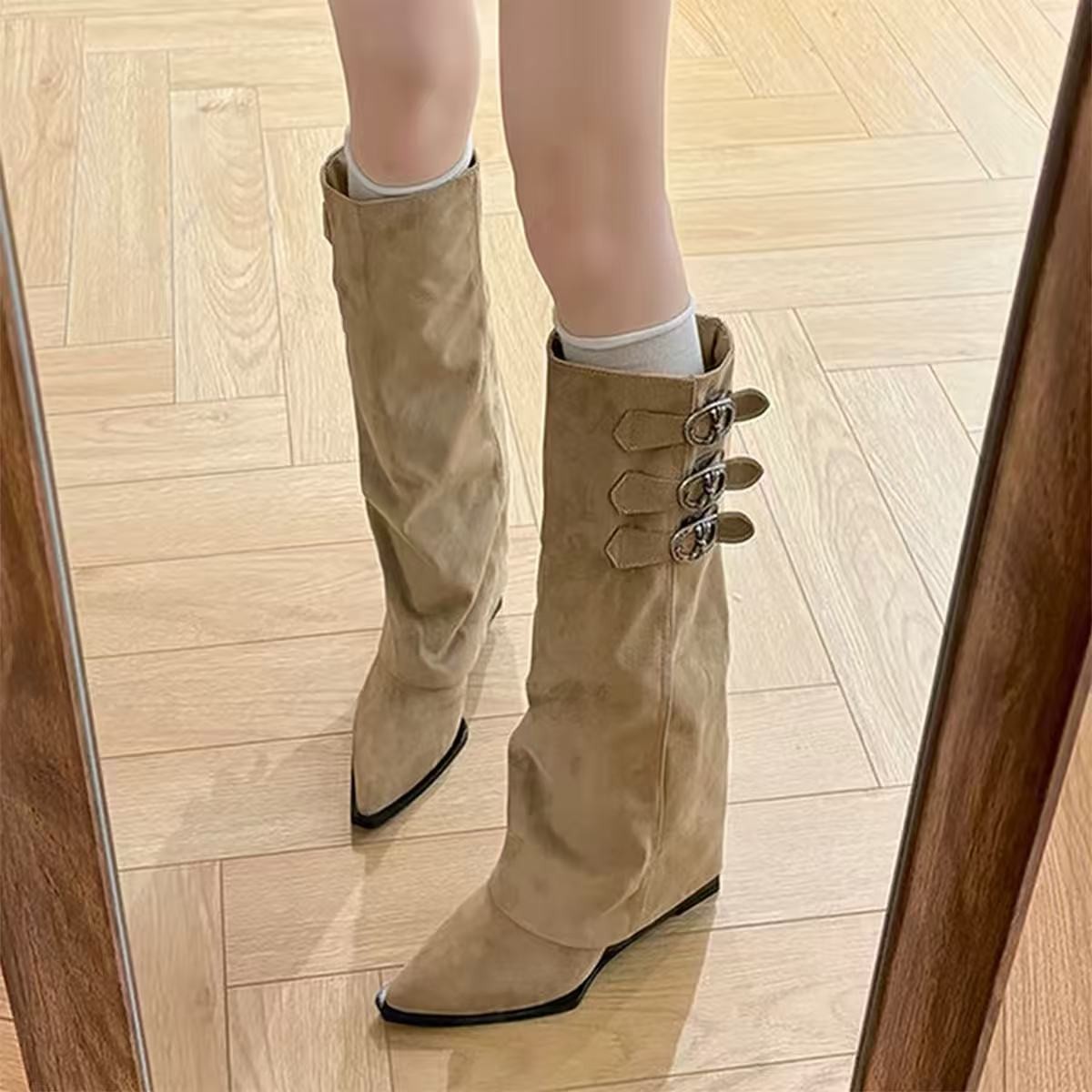 Suede Knee-High Boots, picture 2 of 5