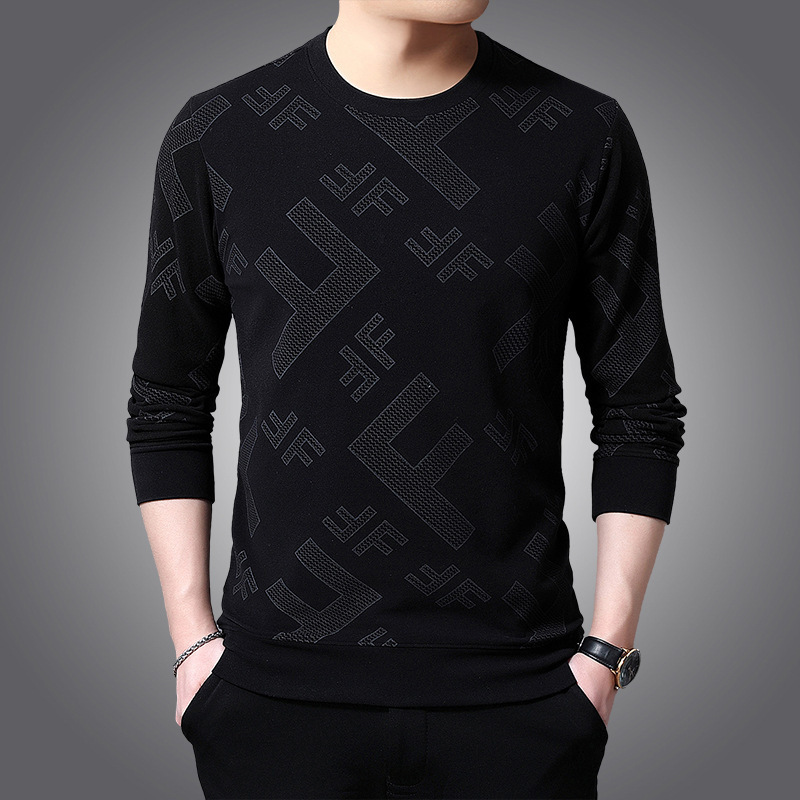 Men's Printed Double Sided Fleece Long Sleeve T-Shirt