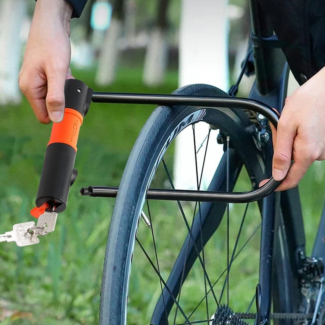 U Shaped Bike Lock With Two Keys Heavy Duty Cable With Bracket Bicycle Lock 3