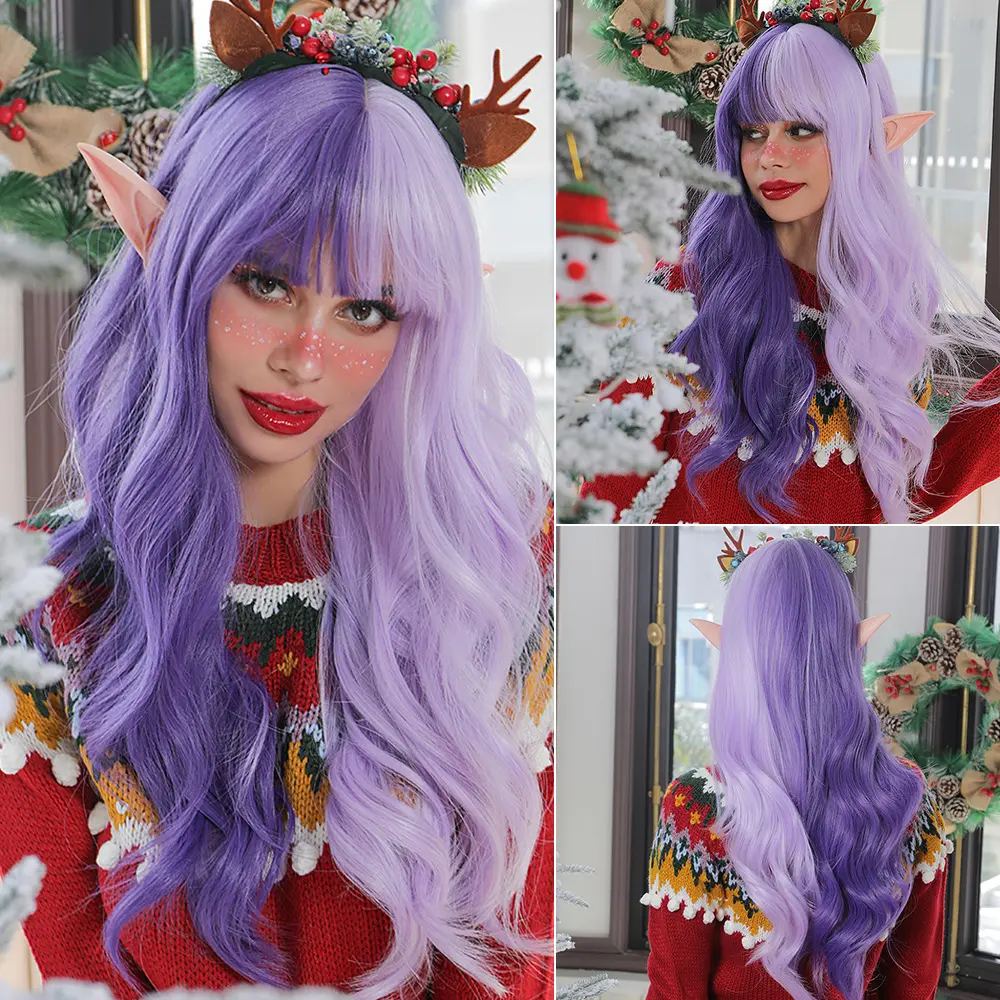 Cosplay Long Wave Red And Green Synthetic