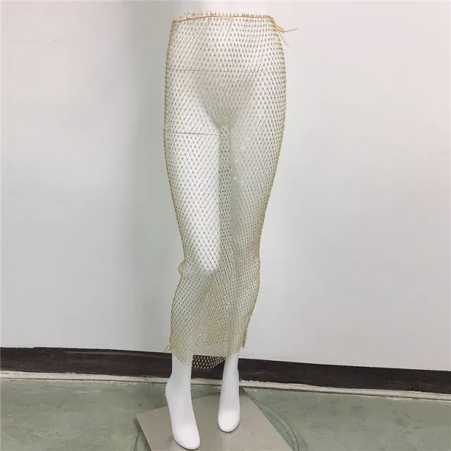 Diamond A line Skirt With Hips Hollow Out Gold - Shop at LoveMi