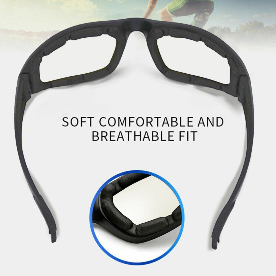3 Pair Motorcycle Sports Biker Riding Glasses Padded Wind Resistant Sunglasses