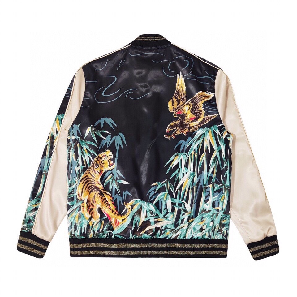 Baseball Jacket Jacket Silk Kanye Same Style High Street Jacket Men And Women