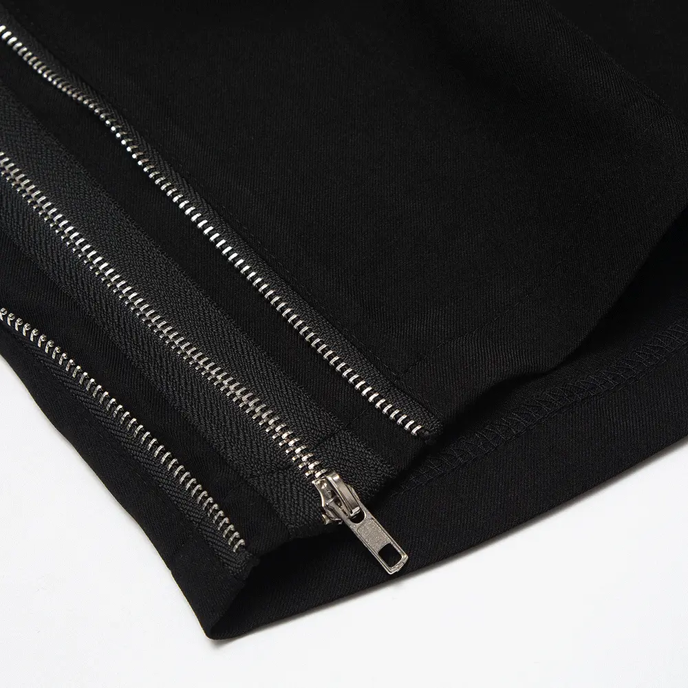 Solid Color High Street Side Zip Straight Shorts Men's