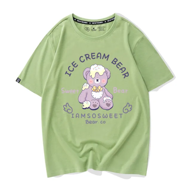 Orso T shirt A Maniche Corte Donna Allentata E Sottile Maglietta Bianca In Cotone Selvaggio Green - Shop at LoveMi