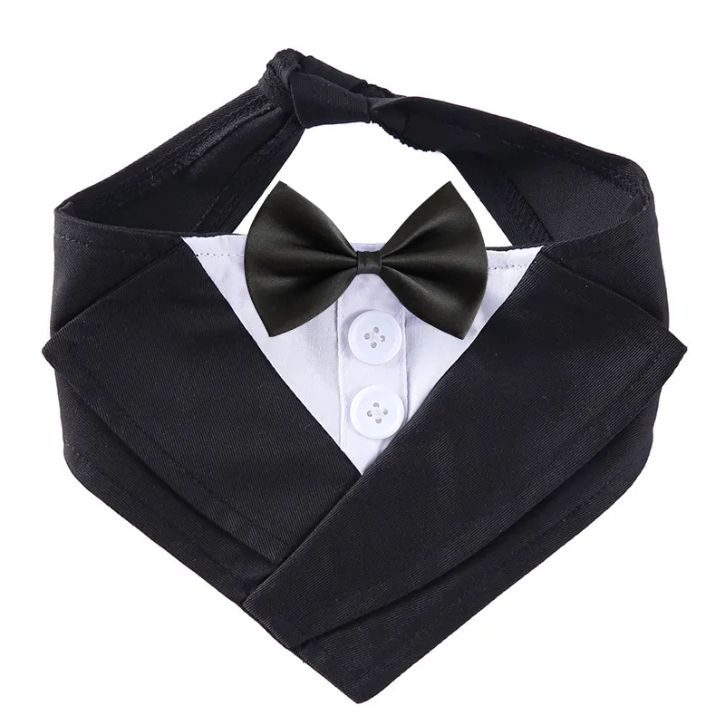 Dog Gentleman Suit Bow Tie Bib Saliva