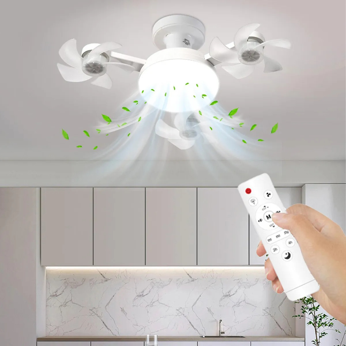 Adjustable LED Ceiling Light, 3-level Dimming, 4bar3-piece Lampshade, White, 50bar60Hz, 11.43 Cm Diameter, Plastic Material.