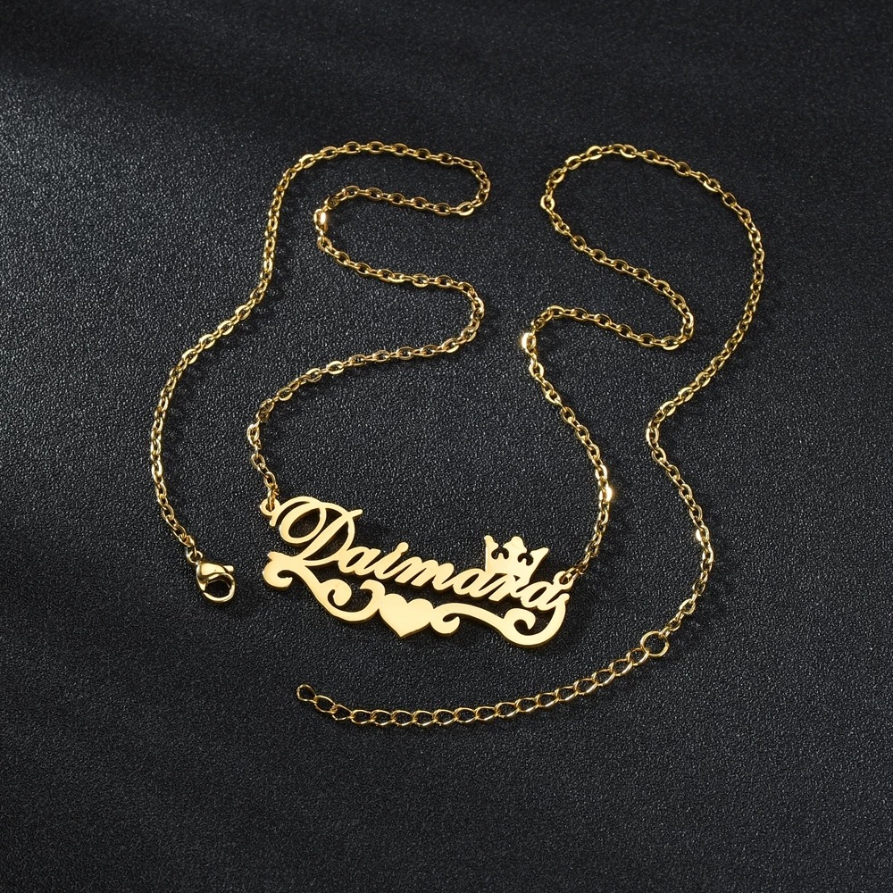 Stainless Steel Love Ribbon Name Customized Personality Necklace Female Clavicle Chain Customized Pendant