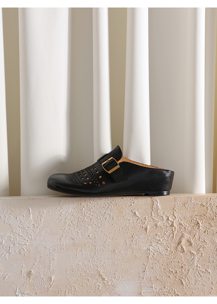 Handcrafted Washed Cowhide Mules – Milk Tea Beige – Sarah Express