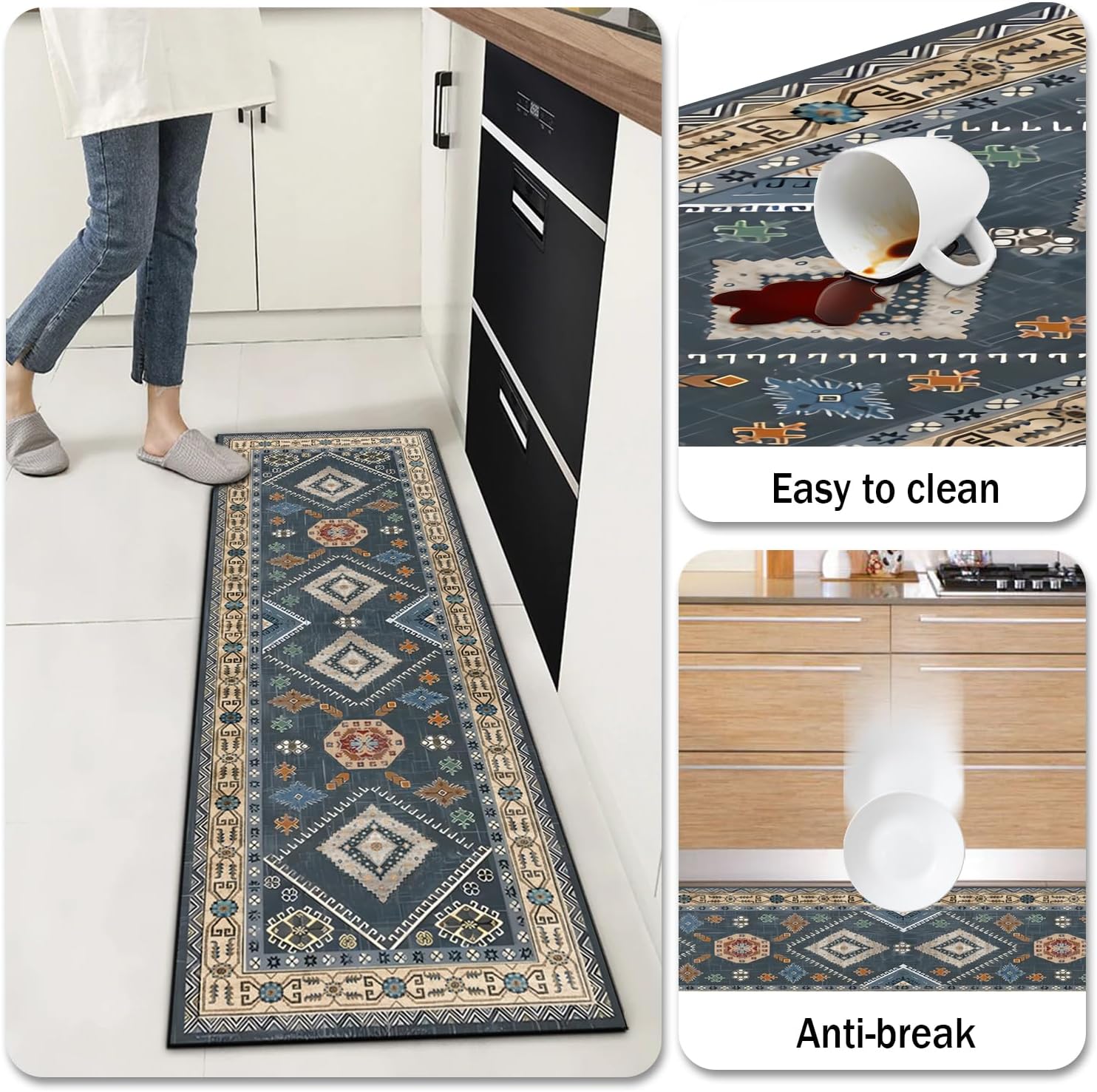 Boho Kitchen Rugs Sets 4 Piece With Runner Floral Kitchen Floor Mat Carpet Farmhouse Kitchen Rugs And Mats Non Skid Washable Runner Rug For Kitchen Floor Sink 3