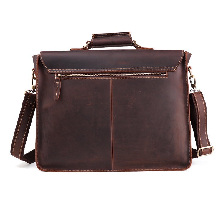Genuine Leather Men's Business Briefcase Coffee - Shop at LoveMi