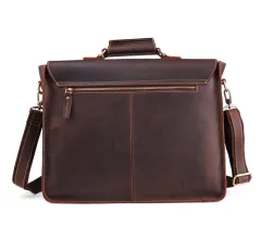 Genuine Leather Men's Business Briefcase - Coffee - View 1