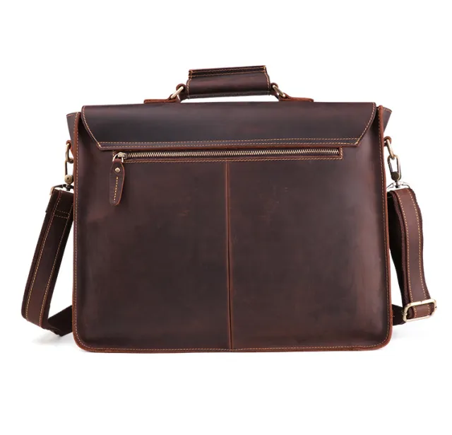 Genuine Leather Men's Business Briefcase Coffee - Shop at LoveMi