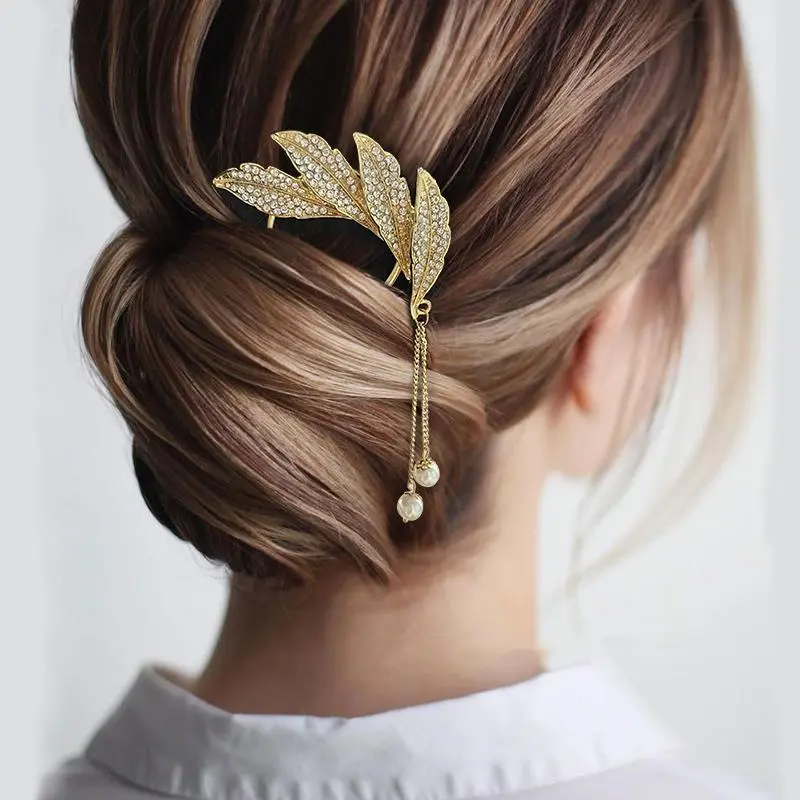 Coiled Hair Artifact Metal Tassel Hairpin Pearl