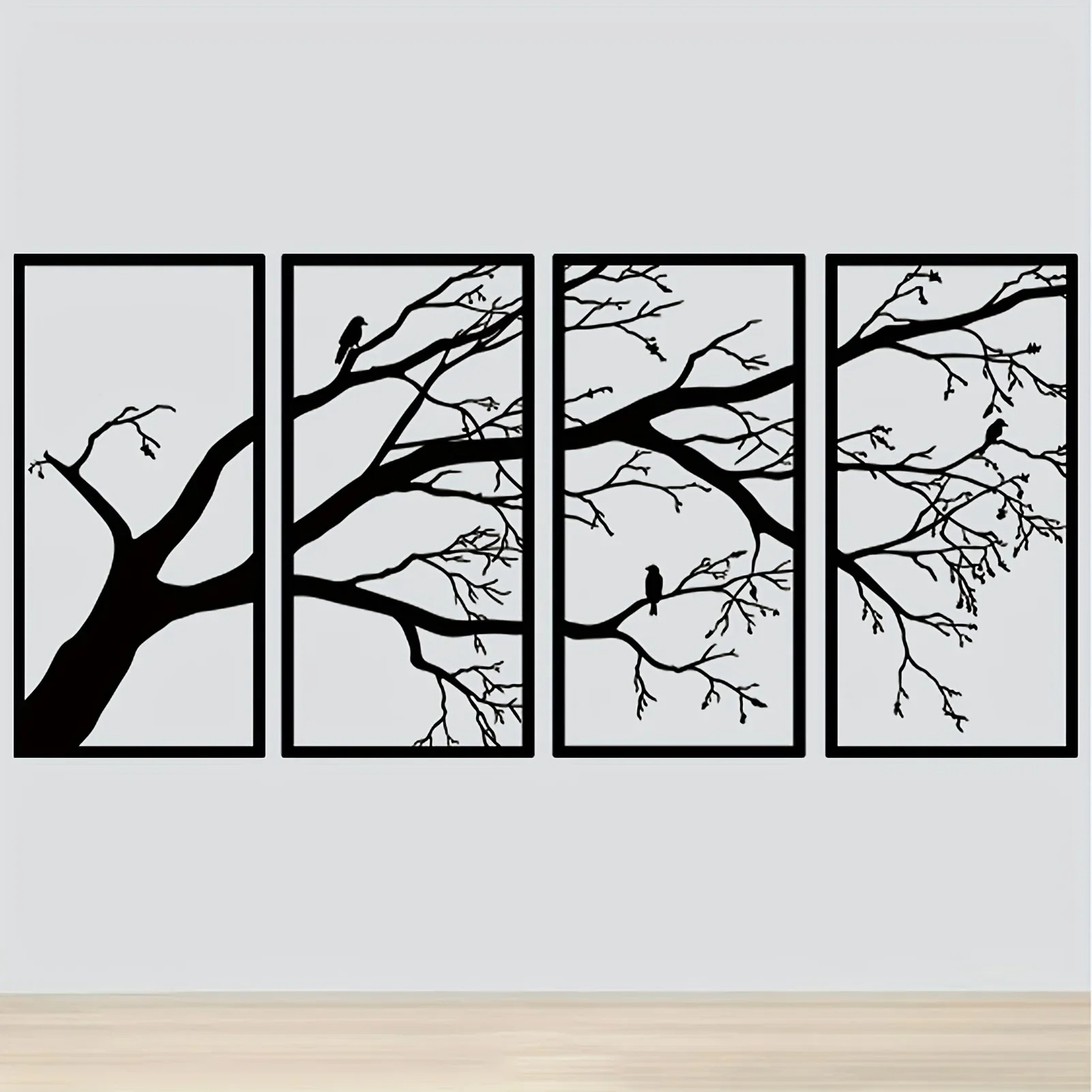 Luxury Metal Wall Art Decor Set Of 4 - Black Tree Of Life Sculpture view 8