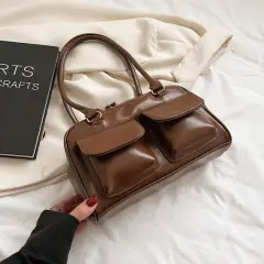Multi-pocket Design Shoulder Bag Fashion Versatile Square Handbags Women Underarm Bags - Brown - View 1