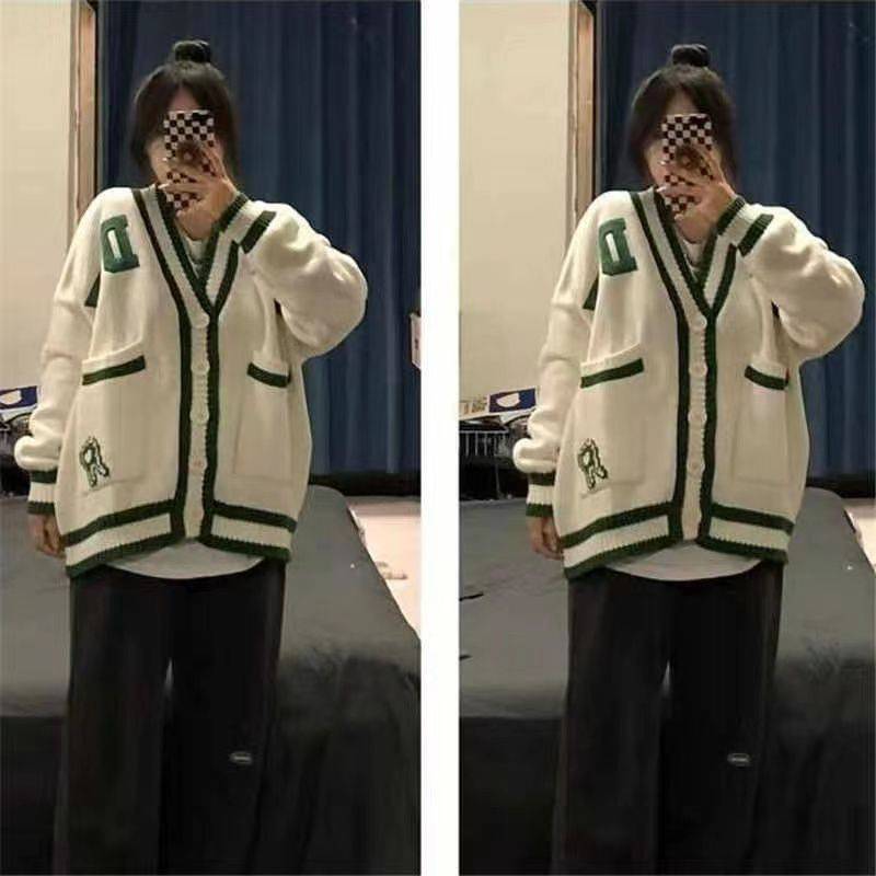 The New Retro Lazy Style Outer Wear Knitted Top Loose Cardigan