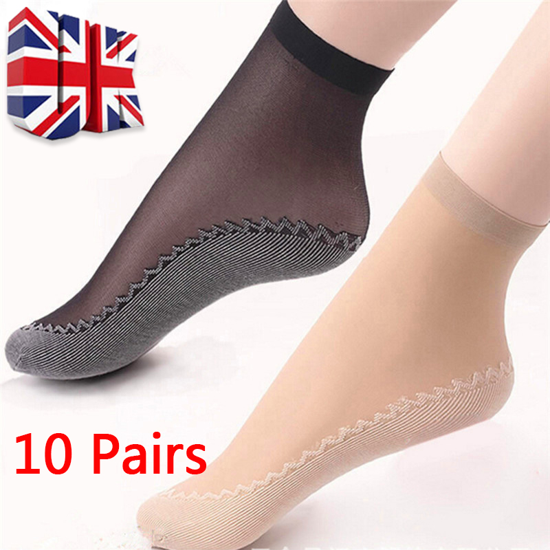 10pairs Thin Silky Sheer Ladies Summer Cotton Silk Socks