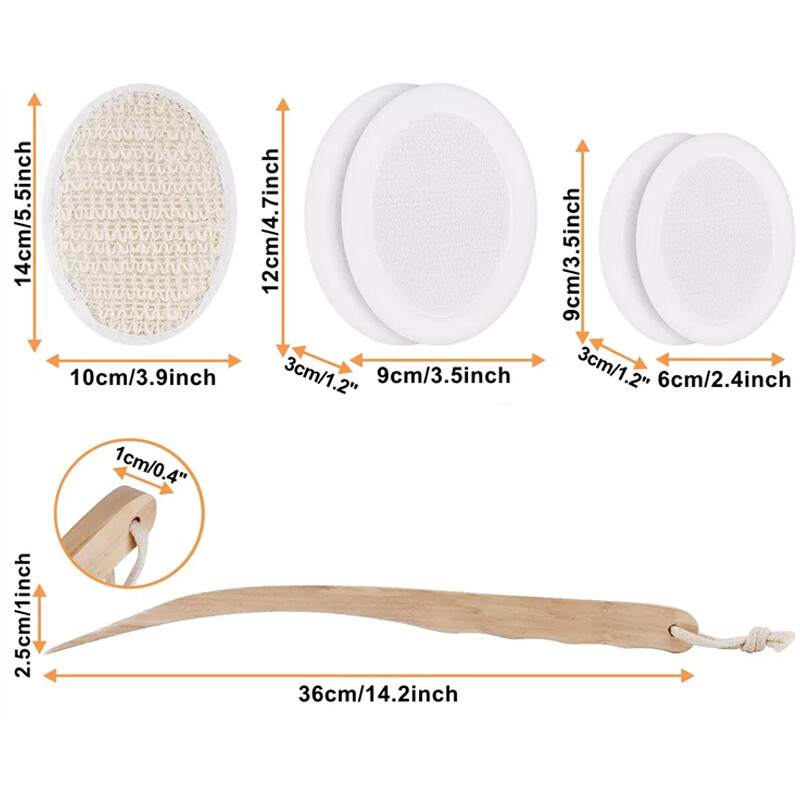 7PCS Back Cream Applicator Lotion For 2 In 1 Body Brush Beech Handle — image 4