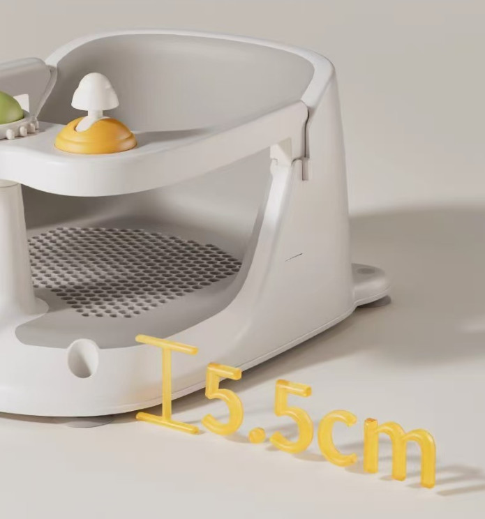 Baby Bath Seat Non-Slip Soft Toddler Bath Chair Suction Cups Temperature Display