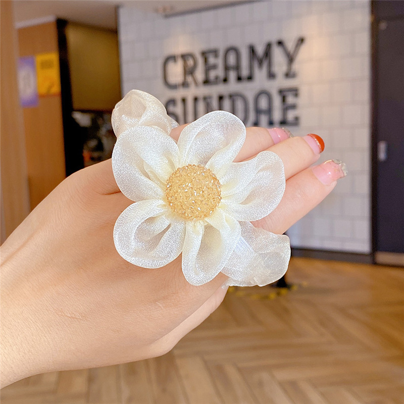 Small Daisy Large Intestine Scroller Bright Mesh Yarn Simple Organza Floral Hair Rope