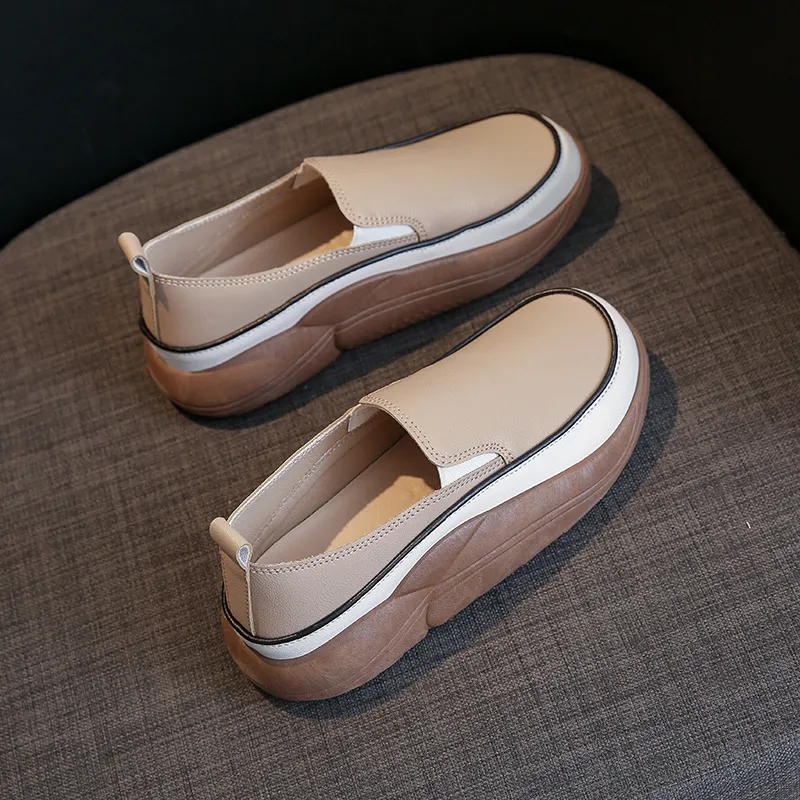 Women's Loafers Comfortable Slip-on Flats Shoes - Khaki