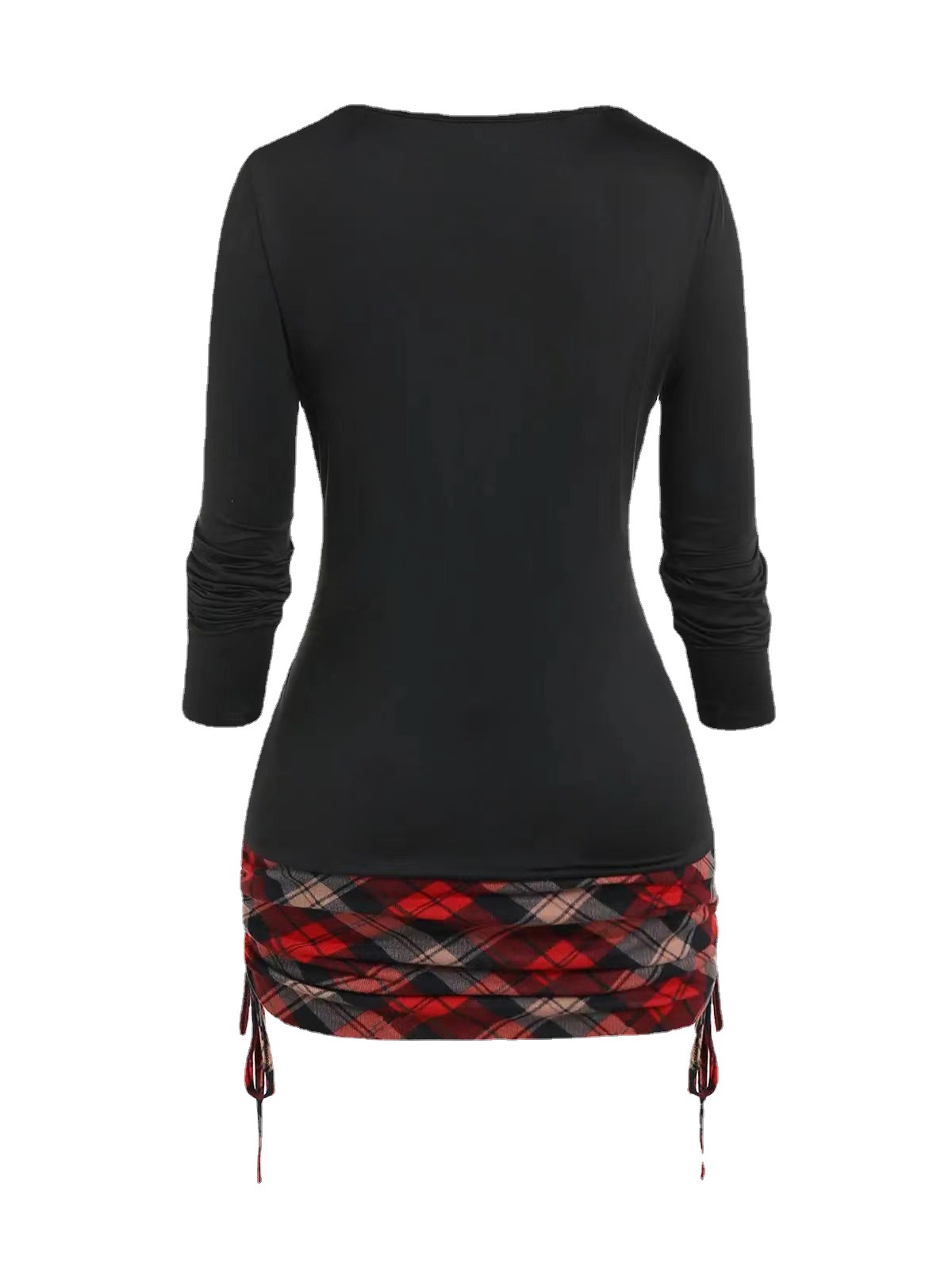 Pure Color Knitted Contrast Plaid Front Middle Burn Cover